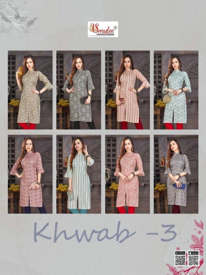 Smylee Khwab 3 Rayon Printed Regular Wear Designer Kurti Collection